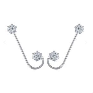 925 Sterling Silver CZ Ear Climber Earrings